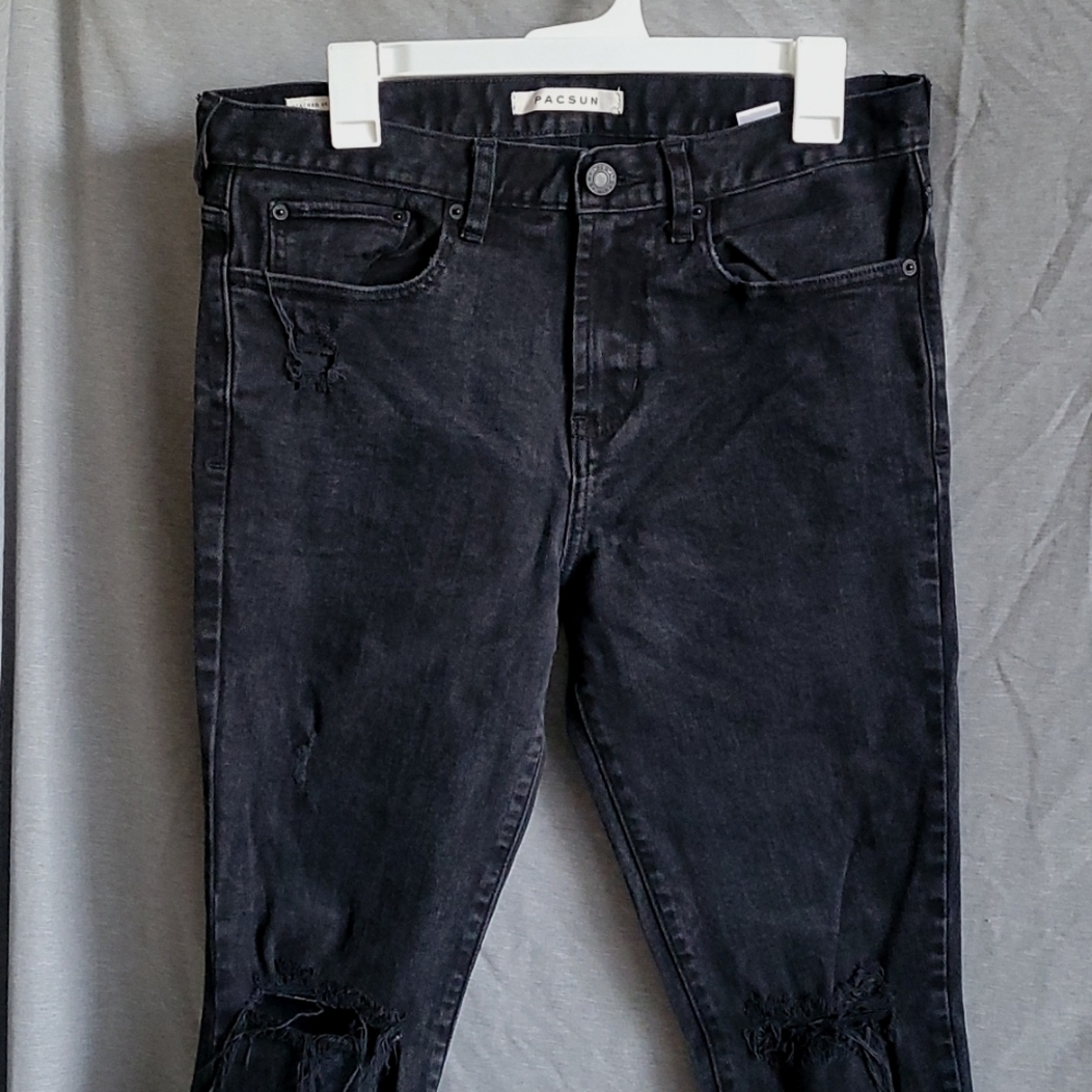 Pacsun Black Washed Distressed Skinny Jeans